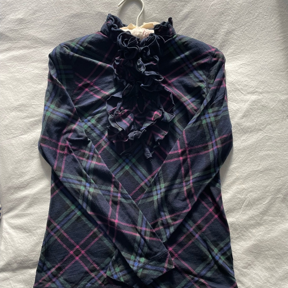 LRL Ralph Lauren Ruffled Plaid Top - Picture 4 of 5